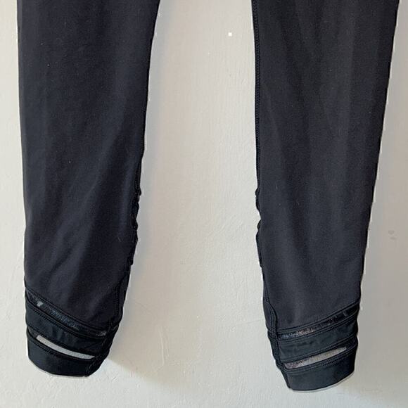 Lululemon Wunder Under Crop Black High Rise Leggings Mesh Size 2 - Picture 4 of 11